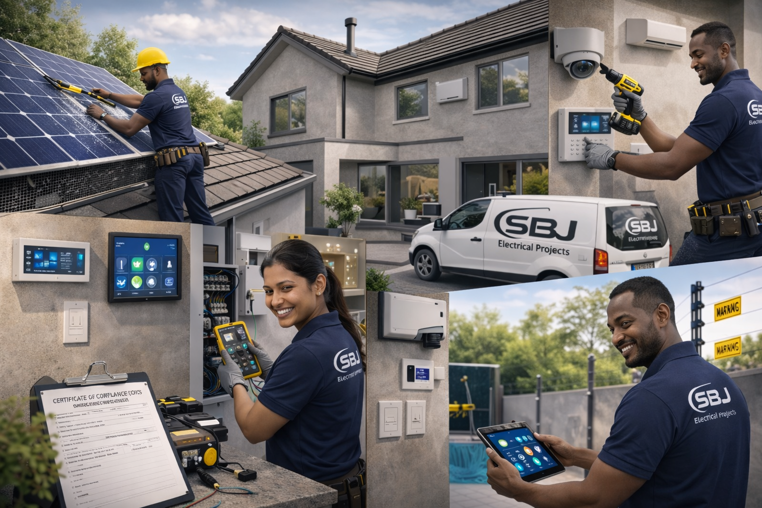 SBJ Electrical Projects services including solar installation, smart automation, CCTV, electric fencing, electrical installations and maintenance in Durban and KwaZulu-Natal